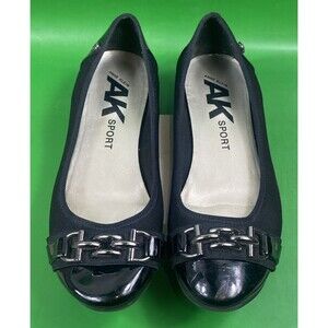 Anne Klein Sport Womens 8M Alexa Slip-On  Flats Black-scuff on left toe